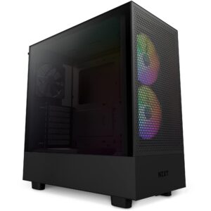 NZXT H5 Flow RGB Compact ATX Mid-Tower PC Gaming Case CC-H51FB-R1 - High Airflow Perforated Front Panel Tempered Glass Side Cable Management 2 x F140 Core Fans Black