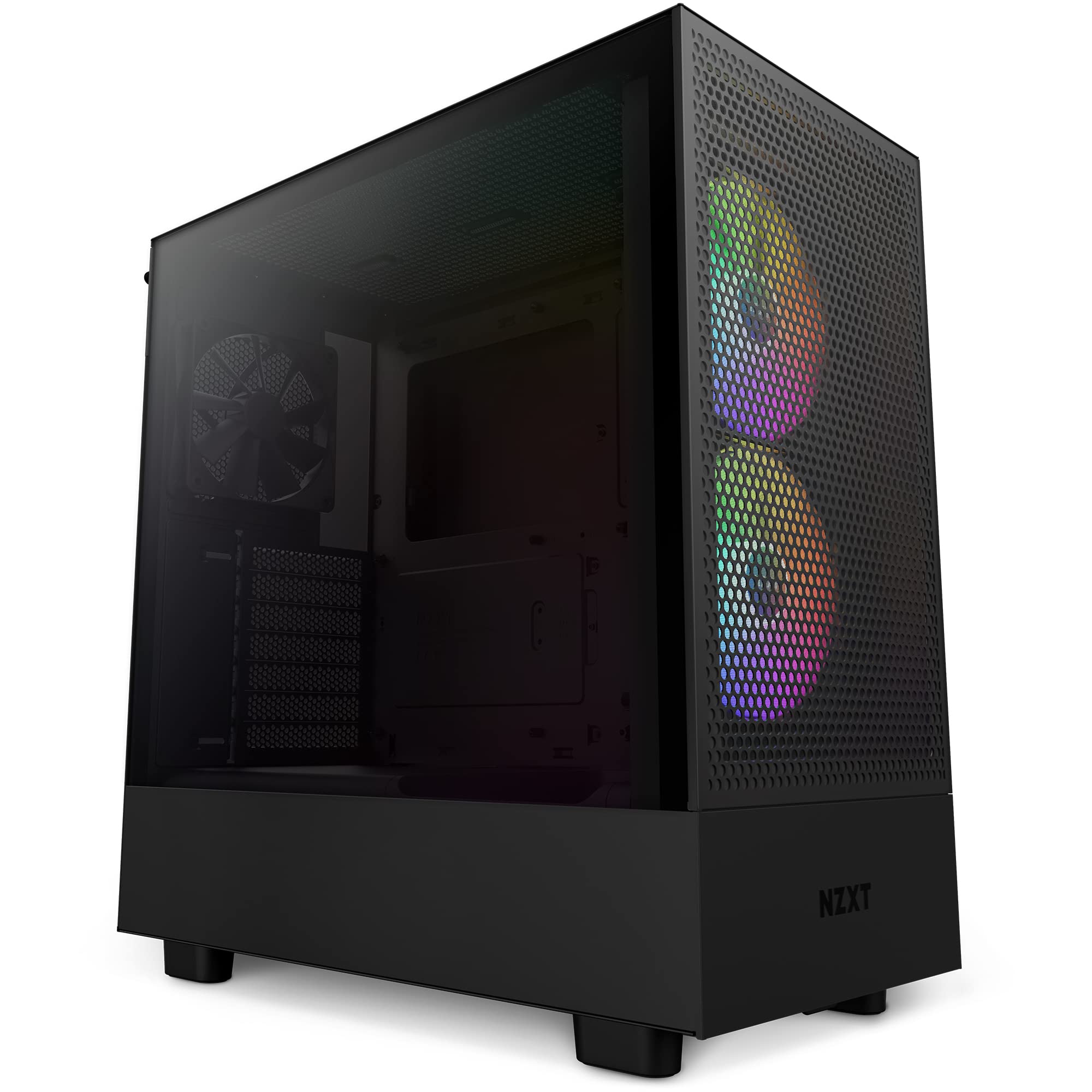 NZXT H5 Flow RGB Compact ATX Mid-Tower PC Gaming Case CC-H51FB-R1 - High Airflow Perforated Front Panel Tempered Glass Side Cable Management 2 x F140 Core Fans Black