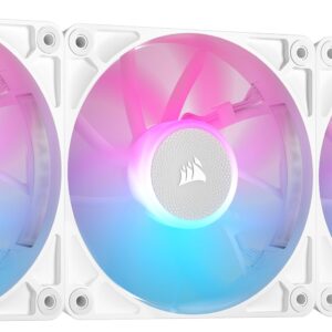 Corsair iCUE LINK RX120 RGB 120mm PWM Fans with System Hub - Magnetic Dome Bearing Triple Pack White