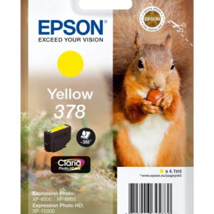 Epson 378 Yellow Squirrel Genuine Claria Photo HD Ink Cartridge Amazon Dash Replenishment Ready Standard Capacity