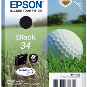 Epson 34 Black Golfball Genuine DURABrite Ultra Ink Cartridge Standard Capacity