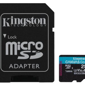 Kingston Canvas Go Plus microSD memory card Class 10 UHS-I 256GB microSDXC 170R A2 U3 V30 + ADP