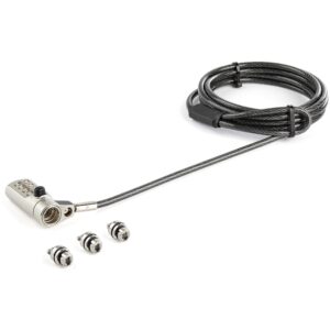 StarTechcom 65' (2m) 3-in-1 Universal Laptop Cable Lock - 4-Digit Combination Laptop/Desktop Security Compatible w/K-Slot Nano & Wedge Slot Computer Anti-Theft Steel (LTULOCK4D)