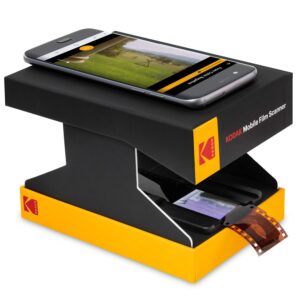KODAK Mobile Film Scanner - Scan & Save Old 35mm Films Slides w/Your Smartphone Camera Portable Collapsible w/Built-in LED Light Free App for Scanning Editing Sharing Photos