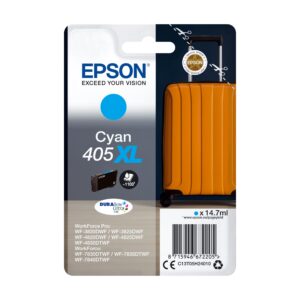 Epson 405XL Cyan Suitcase High Yield Genuine DURABrite Ultra Ink
