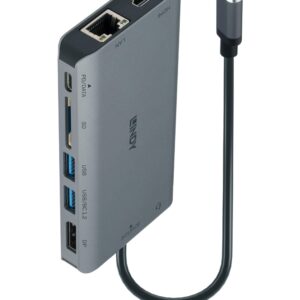 LINDY DST-Mini XT USB-C Laptop Docking Station Supports 2 Displays 1x 4K / 2x Full HD HDMI DP USB-A 32 5Gbps Data & PD 30 100W BC 12 Gigabit LAN HP Mac Acer Dell Asus Lenovo