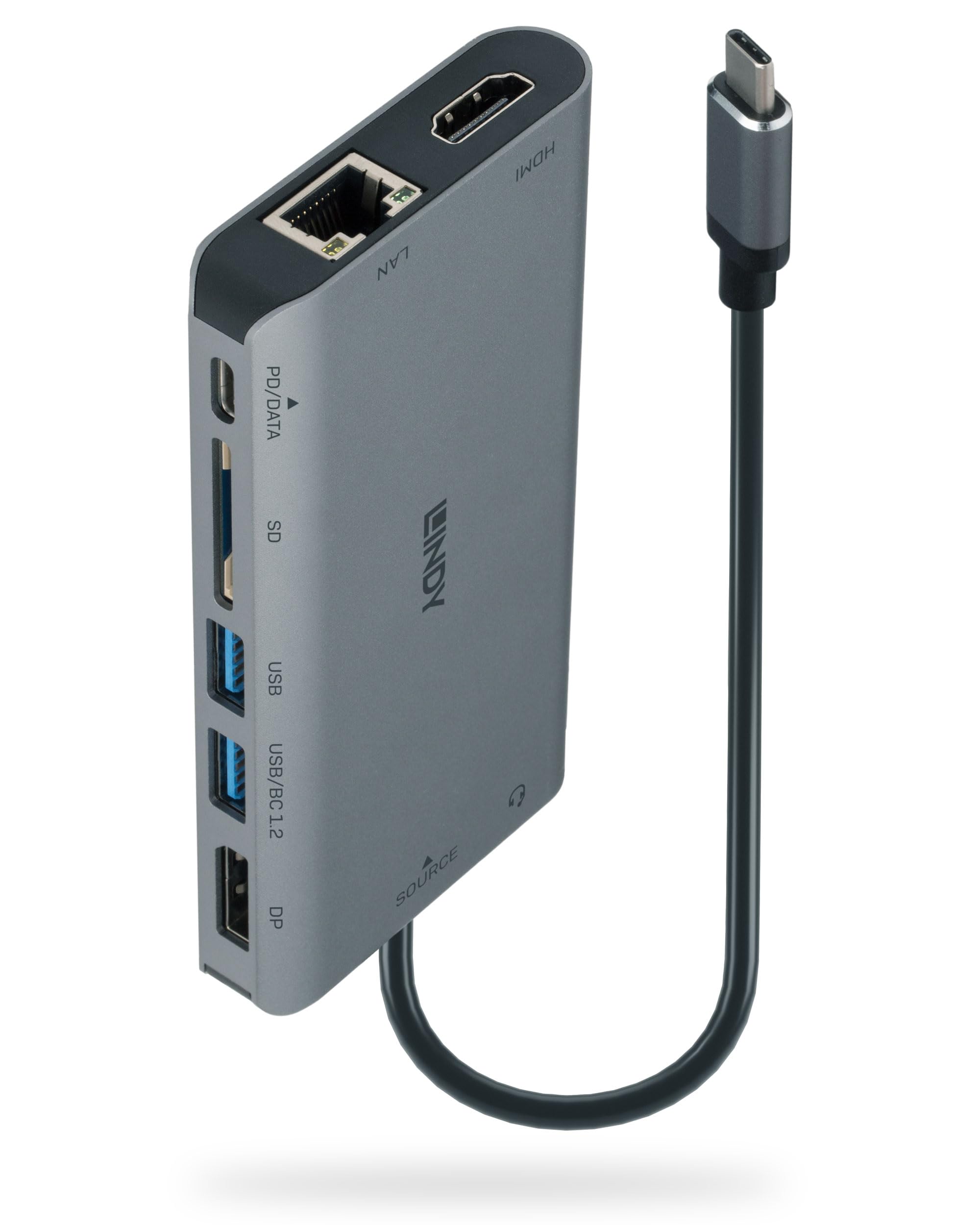 LINDY DST-Mini XT USB-C Laptop Docking Station Supports 2 Displays 1x 4K / 2x Full HD HDMI DP USB-A 32 5Gbps Data & PD 30 100W BC 12 Gigabit LAN HP Mac Acer Dell Asus Lenovo