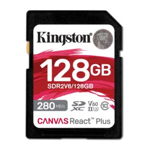 Kingston Canvas React Plus V60 SD 128GB SDXC UHS-II 280R/100W U3 for Full HD/4K