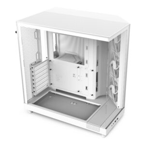 NZXT H6 Flow CC-H61FW-01 Compact Dual-Chamber Mid-Tower Airflow Case Panoramic Glass Panels High-Performance Includes 3 x 120mm Fans Cable Management White