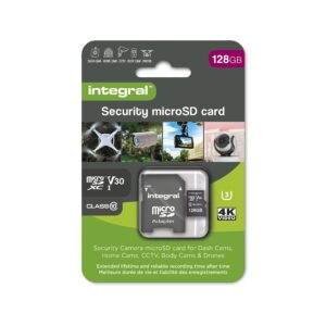 Integral Micro SD Security Card 128GB for Dash-Cams Home Cams CCTV Body and Drones Extended lifetime reliable recording time after with High Endurance