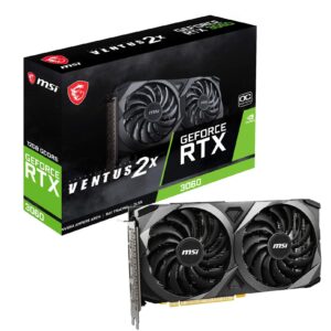 MSI GeForce RTX 3060 VENTUS 2X 12G OC Gaming Graphics Card - 12GB GDDR6 1807 MHz PCI Express Gen 4 192-bit 3x DP (v14) HDMI 21 (Supports 4K)