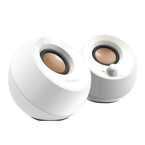 CREATIVE Pebble Modern 20 USB powered Compact Speaker Sound System with Clear for Computer PC Laptop Mac - White