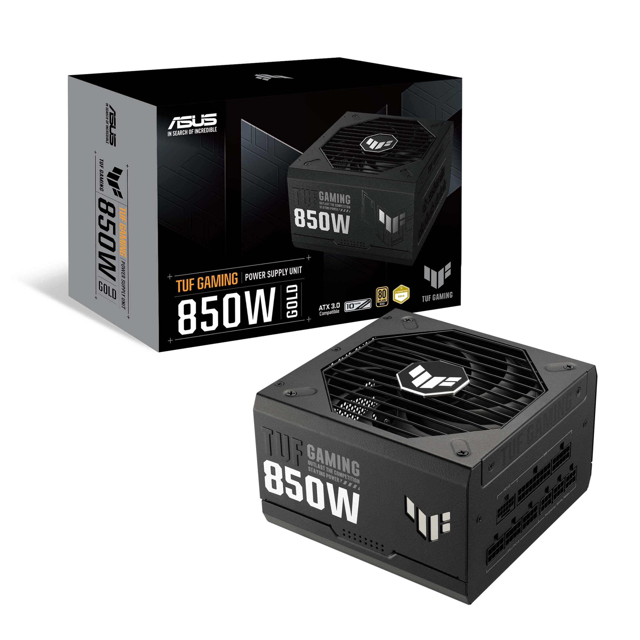 ASUS TUF Gaming 850W Gold (850 Watt ATX 30 Compatible Fully Modular Power Supply 80+ Military-grade Components Dual Ball Bearing Axial-tech Fan PCB Coating 10 Year Warranty)