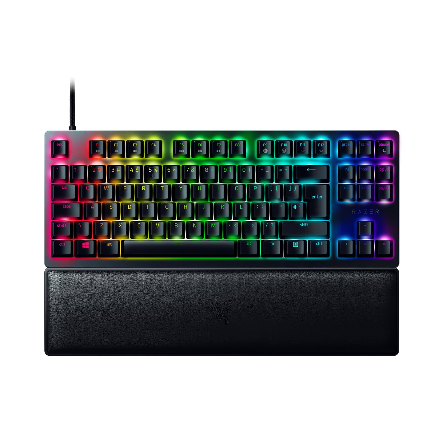 Razer Huntsman V2 Tenkeyless (Red Switch) - Optical Gaming Keyboard (Linear Switches Gen-2 Doubleshot PBT Keycaps Ergonomic Wrist Rest) UK Layout Black