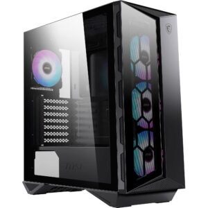 MSI MPG GUNGNIR 110R Mid-Tower PC Case - Tempered Glass ATX M-ATX & Mini-ITX Capacity 4 x 120mm ARGB fans with Hub Controller Magnetic Dust Filter USB 32 Gen 2x2 Type-C 1 Type-A Ports