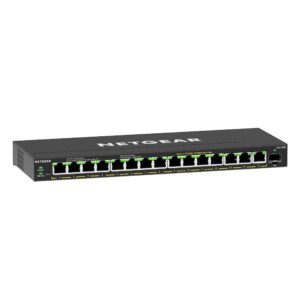 NETGEAR 16-Port PoE Gigabit Ethernet Plus Switch (GS316EP) - Managed with 15 x PoE+ @ 180W 1 1G SFP Port Desktop/Wall Mount