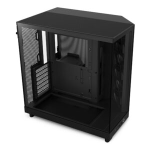 NZXT H6 Flow CC-H61FB-01 Compact Dual-Chamber Mid-Tower Airflow Case Panoramic Glass Panels High-Performance Includes 3 x 120mm Fans Cable Management Black