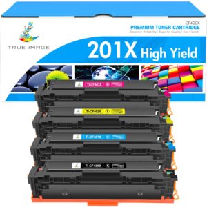 TRUE IMAGE Compatible for HP 201X 201A M277dw Toner Cartridge Replacement Color LaserJet Pro MFP M252dw M252n M274n M277n M277c6 CF400X CF401X CF402X CF403X (BlackCyanYellowMagenta 4-Pack)