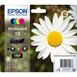Epson 18 Daisy Genuine Multipack 4-colours Ink Cartridges Claria Home