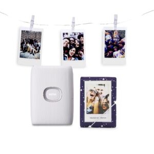 INSTAX Limited Edition LINK 2 portable smartphone printer with photo album and LED display lights mini film format Clay White
