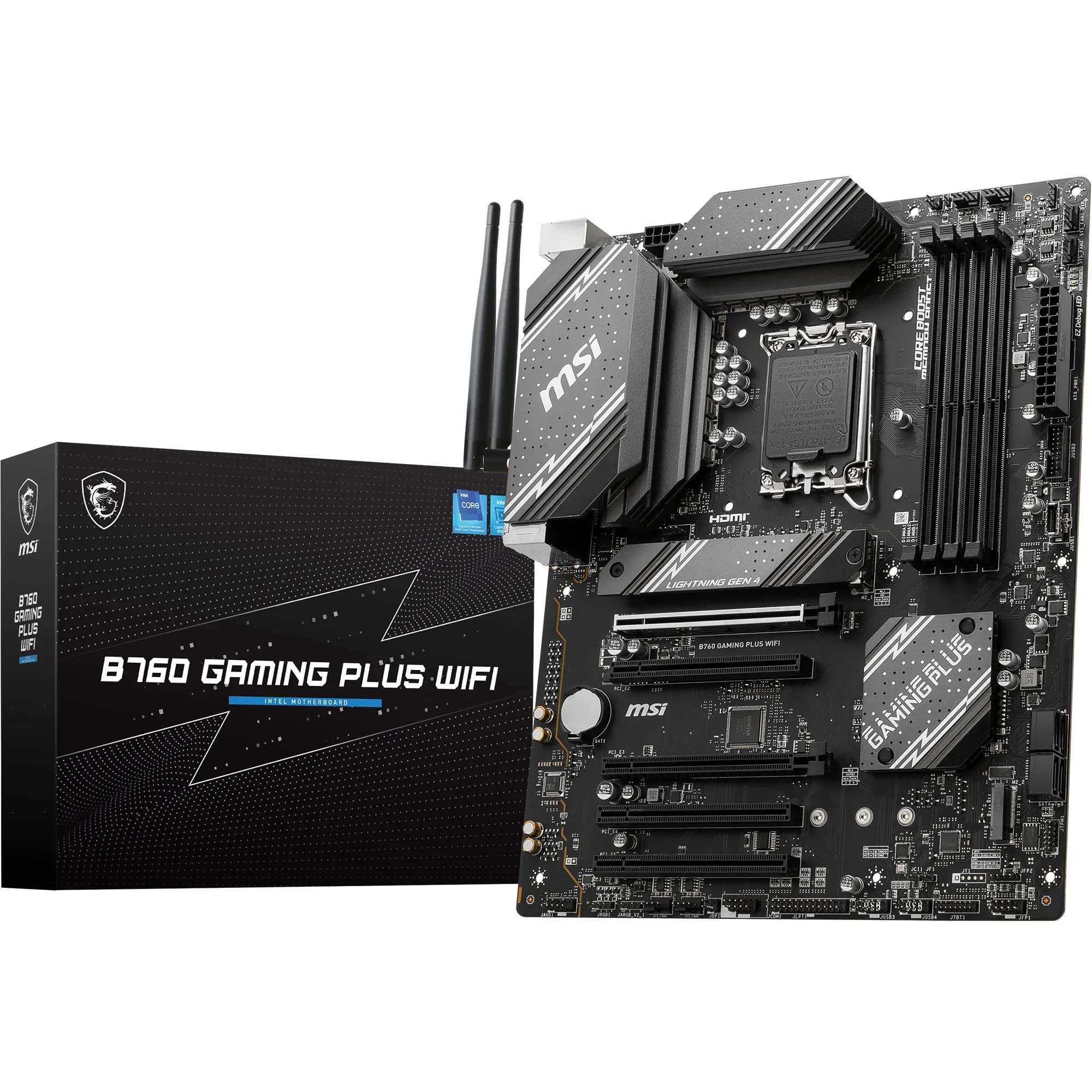 MSI B760 GAMING PLUS WIFI Motherboard ATX - Supports Intel 12th & 13th Gen Core Processors LGA 1700 75A DrMOS VRM DDR5 Memory Boost 6800+MHz/OC PCIe 40 x16 M2 Gen4 Wi-Fi 6E