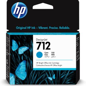 HP 712 3ED67A Cyan 29-ml Genuine Ink Cartridge with Original for DesignJet T650 T630 T250 T230 & Studio Large Format Plotter Printers and 713 Printhead