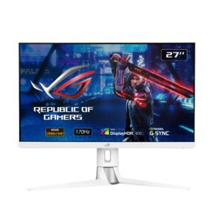 ASUS ROG Strix XG27AQ-W IPS Gaming Monitor 27 inch 2K QHD (2560x1440) Fast Overclockable 170Hz (Above 144Hz) 1ms (GTG) ELMB SYNC G-SYNC Compatible DisplayHDR 400