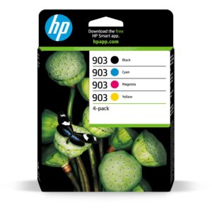HP 6ZC73AE 903 Original Ink Cartridges Black/Cyan/Magenta/Yellow Multipack 4 Count (Pack of 1) Packaging May Vary