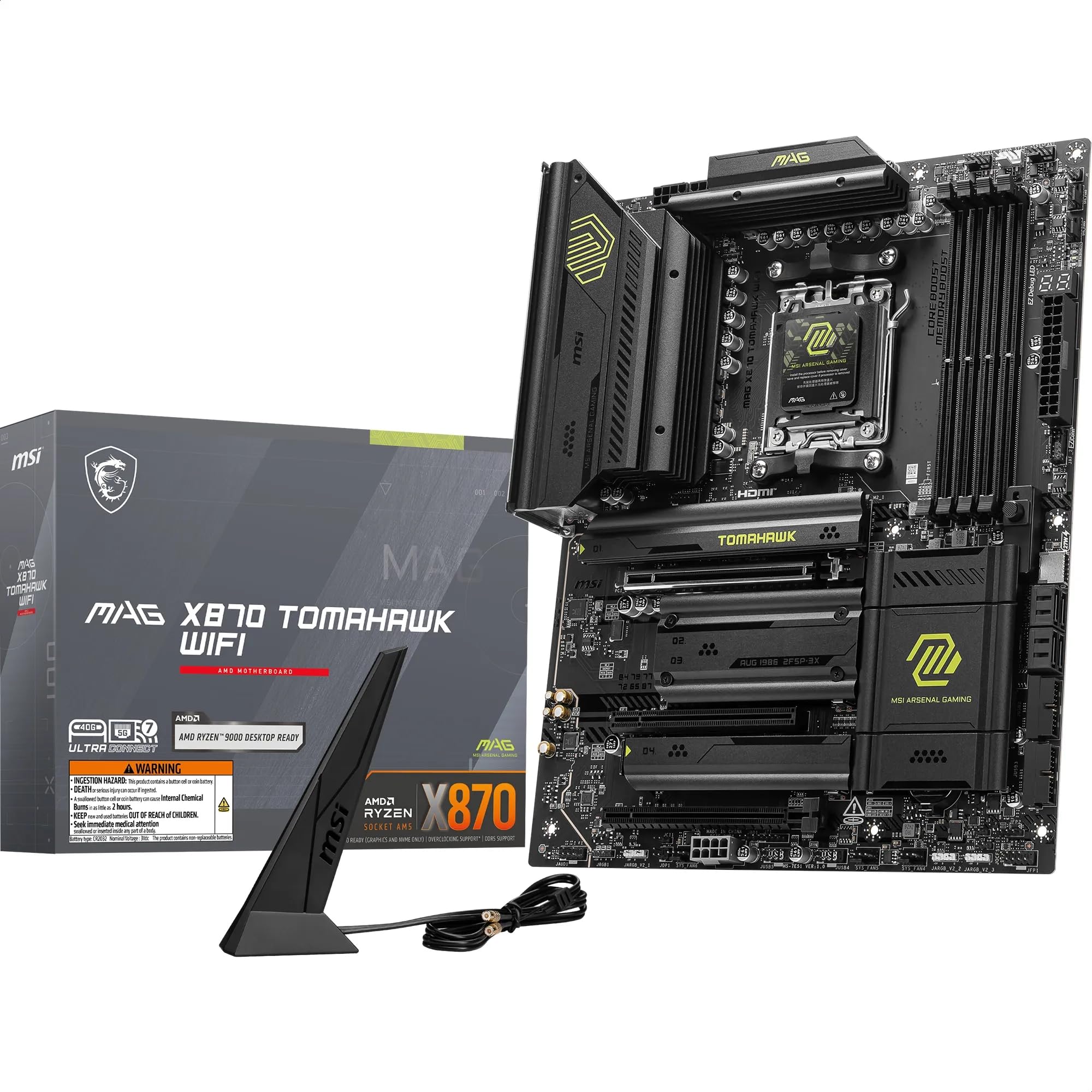 MSI MAG X870 TOMAHAWK WIFI Motherboard ATX - Supports AMD Ryzen 9000 / 8000 7000 Processors AM5 80A SPS VRM DDR5 Memory Boost 8400+MT/s (OC) PCIe 50 x16 & 40 M2 Gen5 Wi-Fi 7 5G LAN