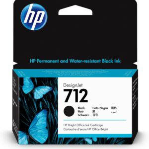 HP 712 3ED70A Black 38-ml Genuine Ink Cartridge with Original for DesignJet T650 T630 T250 T230 & Studio Large Format Plotter Printers and 713 Printhead