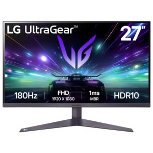 LG UltraGear Gaming Monitor 27GS50F 27 Inch 1080p 180Hz 5ms Response Time HDR 10 AMD FreeSync compatible Smart Energy Saving Displayport HDMI