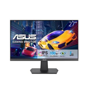 ASUS VA27EHF Eye Care Gaming Monitor 27-inch IPS Full HD Frameless 100Hz Adaptive-Sync 1ms MPRT HDMI Low Blue Light Flicker Free Wall Mountable Black