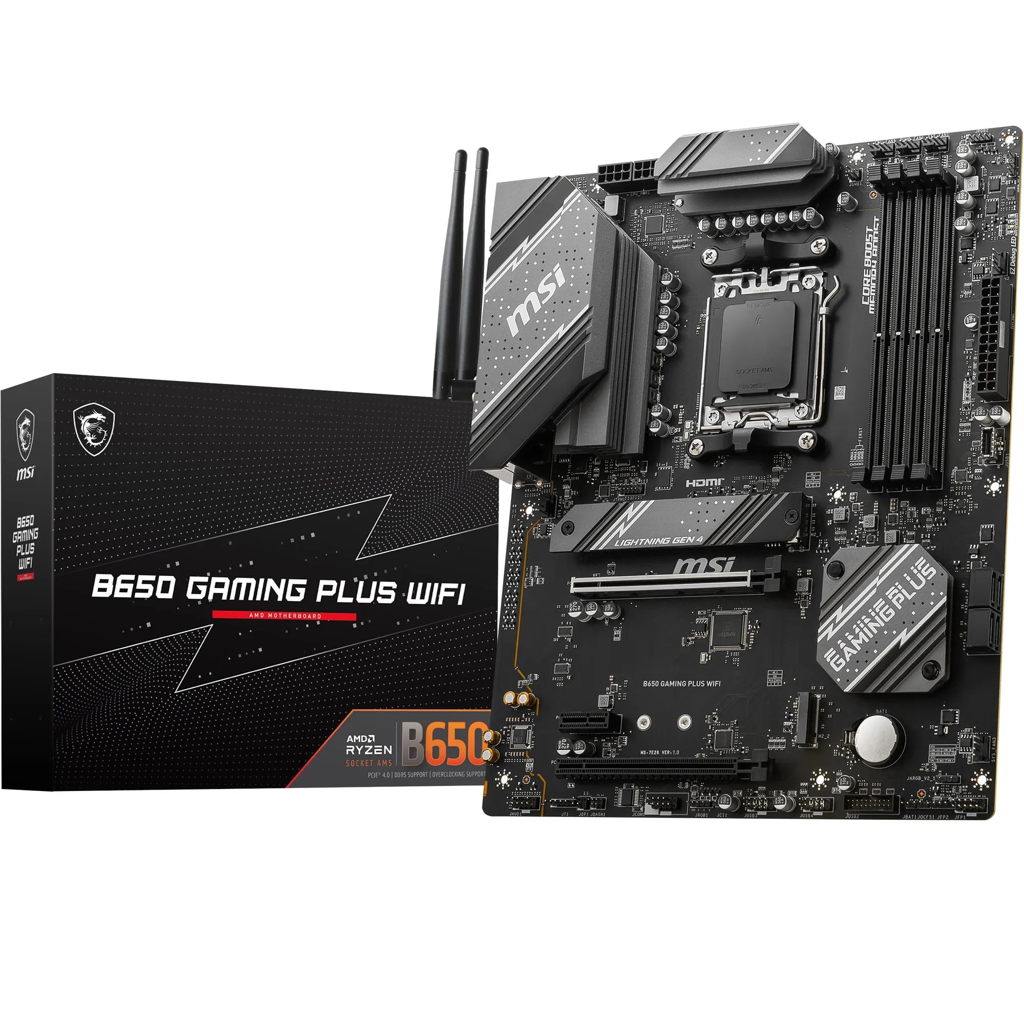 MSI B650 GAMING PLUS WIFI Motherboard ATX - Supports AMD Ryzen 9000 / 8000 7000 Series Processors AM5 14+2 Duet Rail VRM DDR5 Memory Boost 6400+MHz/OC 2 x PCIe 40 x16 M2 Gen4 Wi-Fi 6E