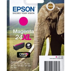 Epson 24XL Magenta Elephant High Yield Genuine Claria Photo HD Ink Cartridge