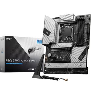 MSI PRO Z790-A MAX WIFI Motherboard ATX - Supports Intel 12th & 13th Gen Core Processors LGA 1700 80A SPS VRM DDR5 Memory Boost 7800+MHz/OC PCIe 50x16 Slot 4xM2 Gen4 Slots Wi-Fi 7 25G LAN