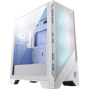 MSI MAG FORGE 320R AIRFLOW WHITE Mid-Tower PC Case - ATX Capacity RTX 40 GPU Support ARGB Fans Magnetic Dust Filters Tempered Glass 1-6 Control Board USB 32 Gen 1 Type-A