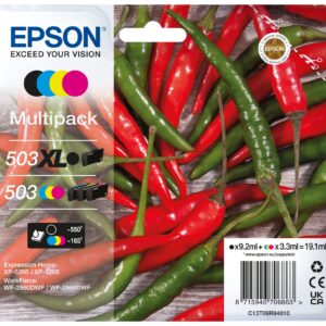 Epson 503XL Chillies Genuine Multipack XL Black Standard Colours Ink Cartridges