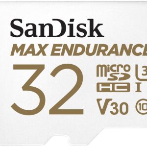 SanDisk 32GB MAX ENDURANCE microSDHC card for IP cams & dash + SD adapter up to 15000 Hours Full HD / 4K videos 100 MB/s UHS-I Class 10 U3 V30