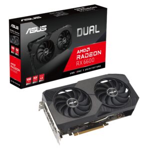 ASUS Dual AMD Radeon RX 6600 8GB GDDR6 Gaming Graphics Card (AMD RDNA 2 PCIe 40 memory HDMI 21 DisplayPort 14a Axial-tech fan design 0dB technology)