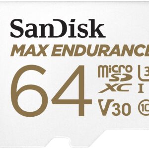 SanDisk MAX ENDURANCE Video Monitoring for Dashcams & Home 64 GB microSDXC Memory Card + SD Adaptor 30000 Hours White