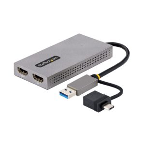 StarTechcom USB to Dual-HDMI Adapter A/C 2x HDMI Displays (1x 4K30 1x 1080p) 30 Converter Win/Mac