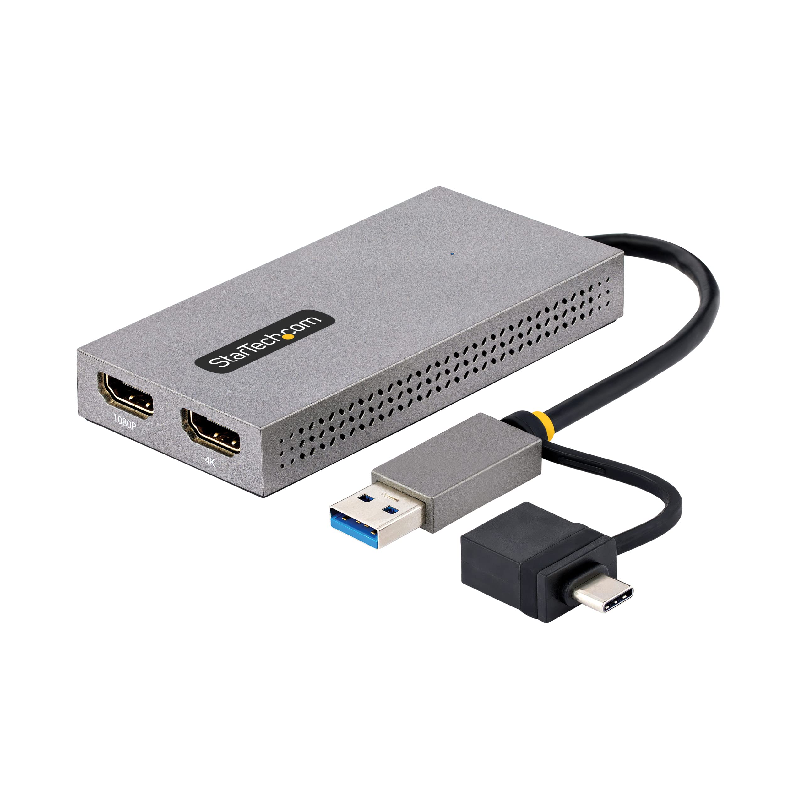 StarTechcom USB to Dual-HDMI Adapter A/C 2x HDMI Displays (1x 4K30 1x 1080p) 30 Converter Win/Mac