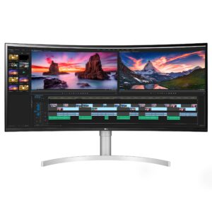 LG UltraWide Monitor 38WN95CP - 38 inch 21:9 Curved Nano IPS display 1600p 144 Hz 1 ms VESA DisplayHDR 600 G-Sync compatible Built-in Stereo speaker Thunderbolt 3