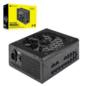 Corsair RM1000x SHIFT Fully Modular ATX Power Supply - 80 PLUS Gold 30 PCIe 50 Zero RPM Side Interface Black