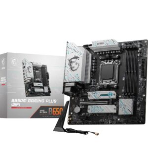 MSI B650M GAMING PLUS WIFI Motherboard mATX - Supports AMD Ryzen 9000 / 8000 7000 Series Processors AM5 DDR5 Memory Boost 7800+ MHz/OC PCIe 40 x16 M2 Gen4 Wi-Fi 6E