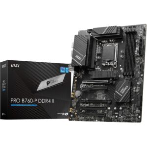 MSI PRO B760-P DDR4 II Motherboard ATX - Supports Intel 14th 13th & 12th Gen Core Processors LGA 1700 Memory Boost 5333+MHz/OC PCIe 40 x16 Slots M2 Gen4 25G LAN Black