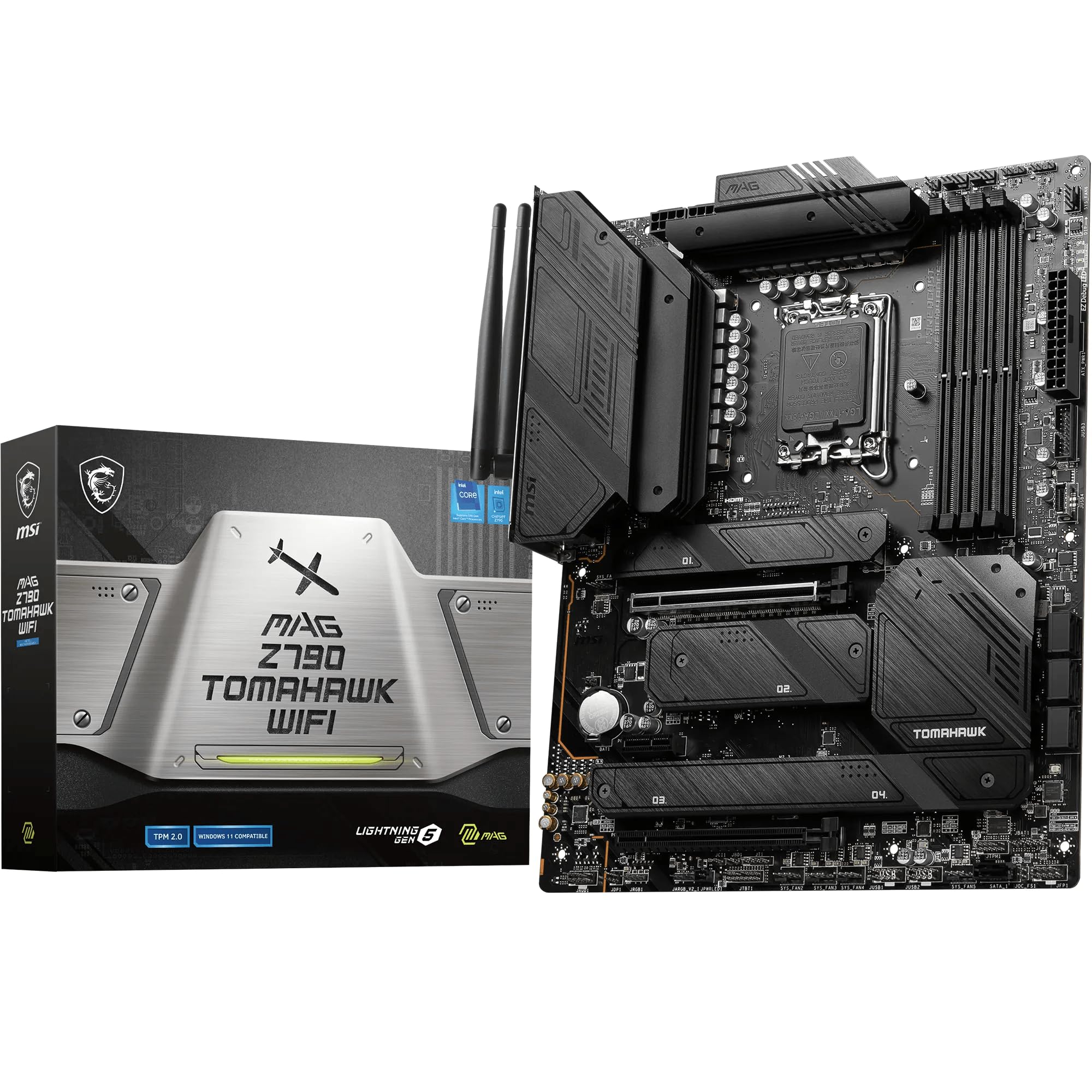 MSI MAG Z790 TOMAHAWK WIFI Motherboard ATX - Supports Intel Core 12/13th Gen Processors LGA 1700 DDR5 Boost (7200+MHz/OC) 1 x PCIe 50 x16 40 5 M2 Gen4 25Gbps LAN Wi-Fi 6E