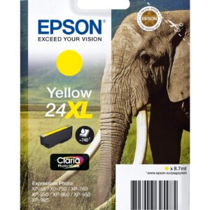 Epson 24XL Yellow Elephant High Yield Genuine Claria Photo HD Ink Cartridge XL Capacity