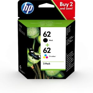 HP N9J71AE 62 Original Ink Cartridges Black and Tri-color Multipack 2 Count (Pack of 1)