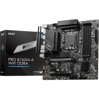 MSI PRO B760M-A WIFI DDR4 Motherboard Micro-ATX - Supports Intel 12th & 13th Gen Core Processors LGA 1700 Memory Boost 5333+MHz/OC PCIe 40 x16 Slots M2 Gen4 25G LAN Wi-Fi 6E